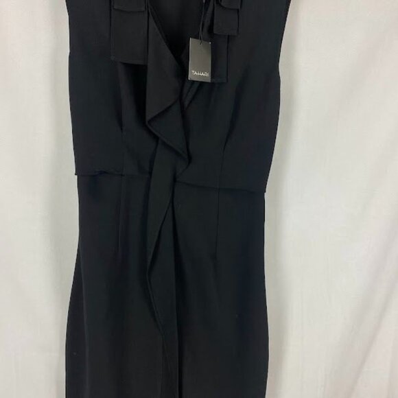 Tahari Black Ruffle Sleeveless Shift Dress New with Tags Women's Size 2 - Picture 4 of 13